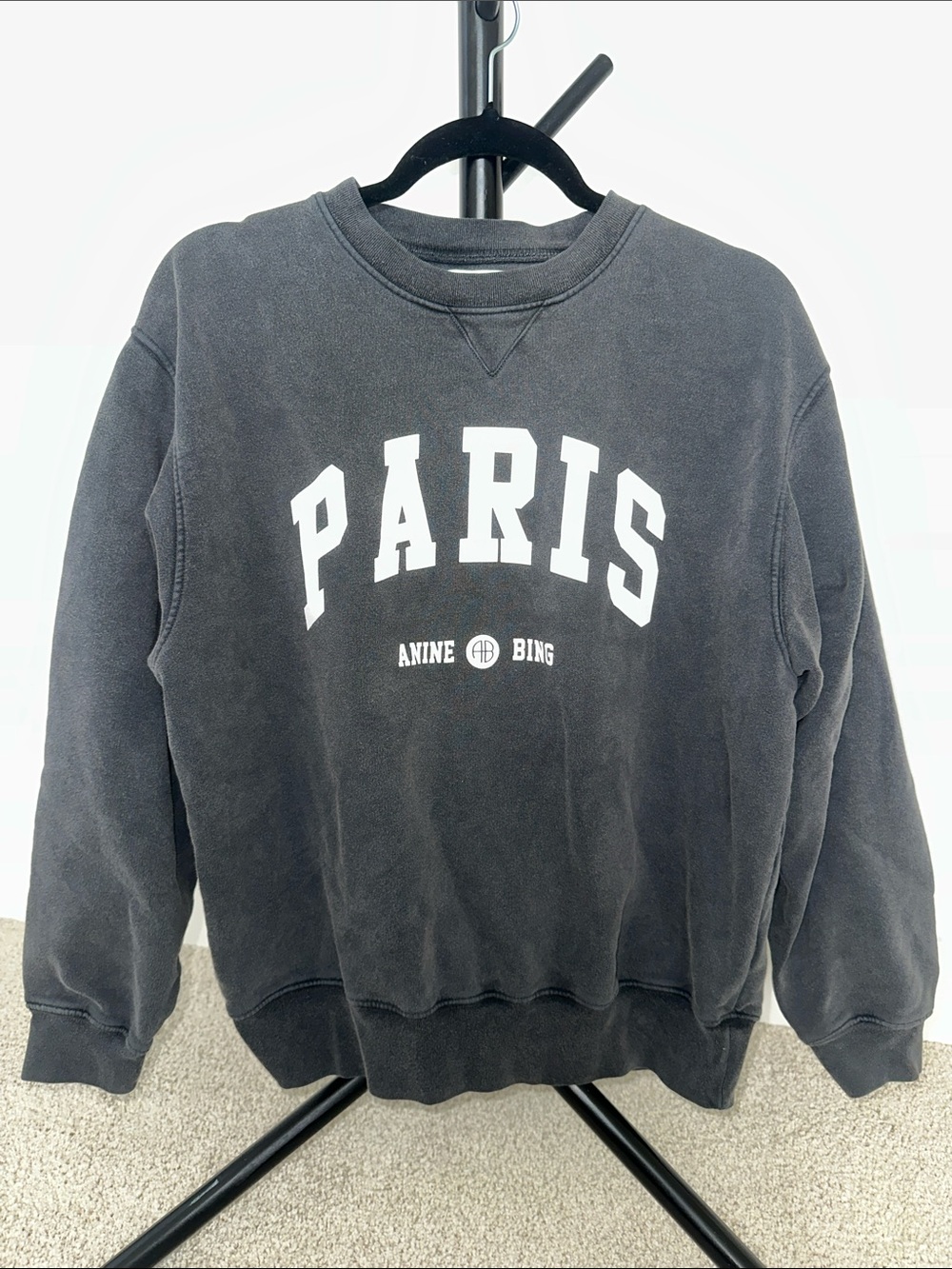 Anine Bing Men's Charcoal Gray 'PARIS' Crewneck Sweatshirt